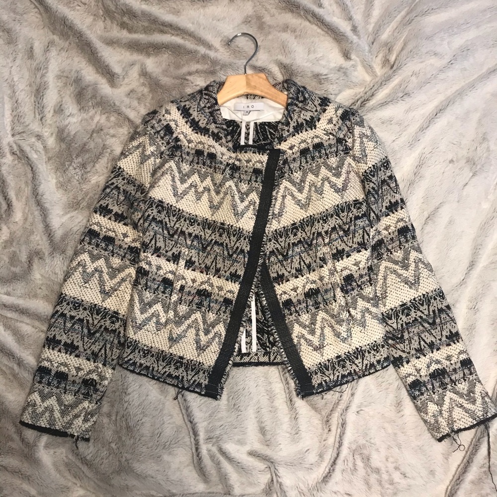 IRO Kroe Black/Ecru Tapestry Jacket S